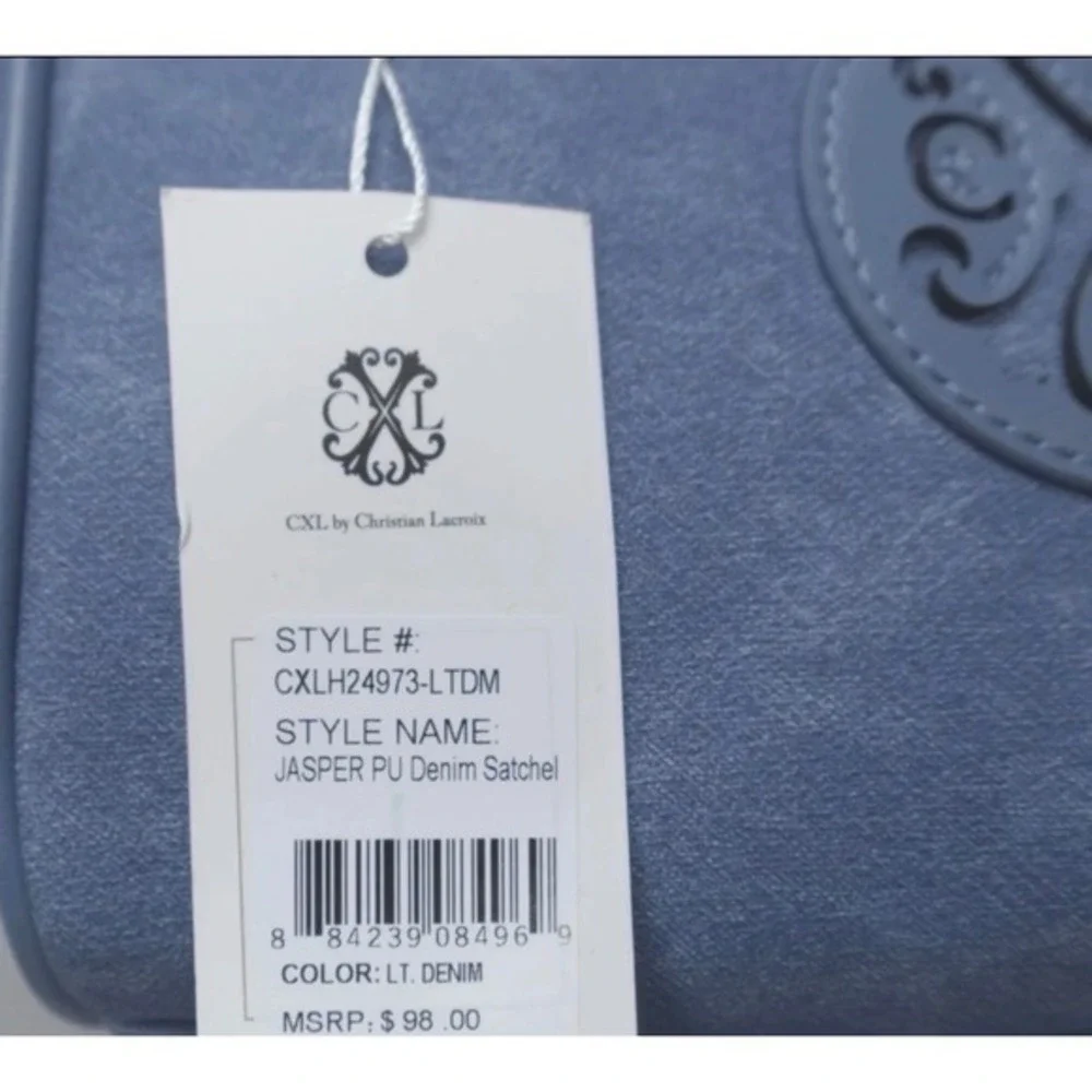 CXL‎ Christian Lacroix Jasper PU Denim Satchel Bag Blue NEW